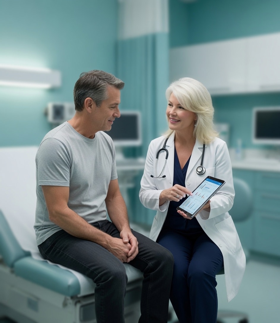 Dr. Christine Green consulting with patient