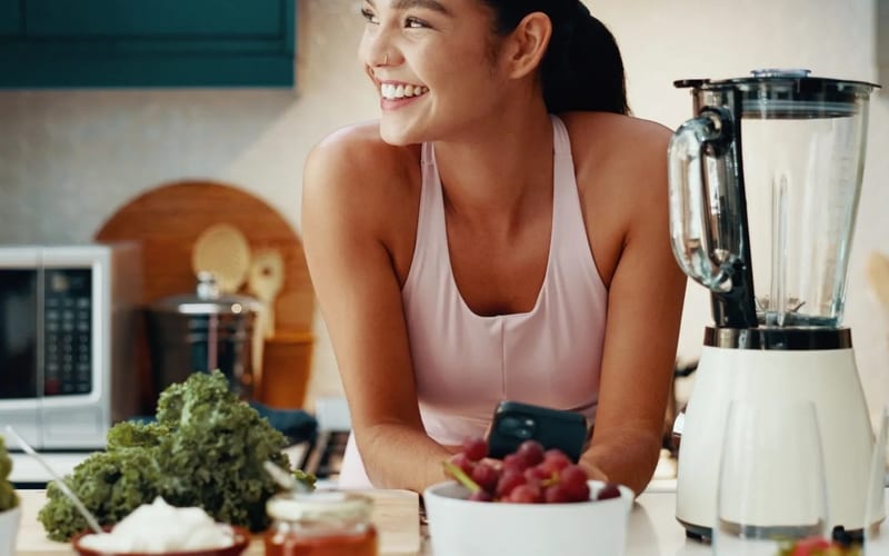 Woman working on healthy weight management and nutrition